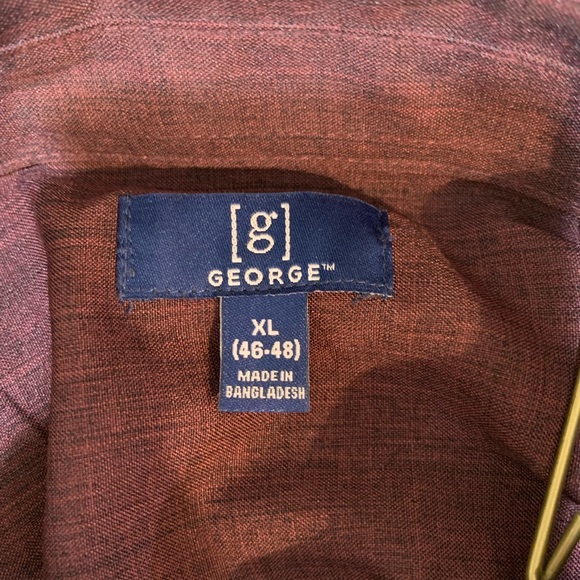 Men’s size XL George burgundy button down shirt - Picture 4 of 7